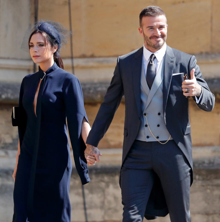 The Beckhams attended Harry and Markle’s royal wedding in May 2018. Getty Images