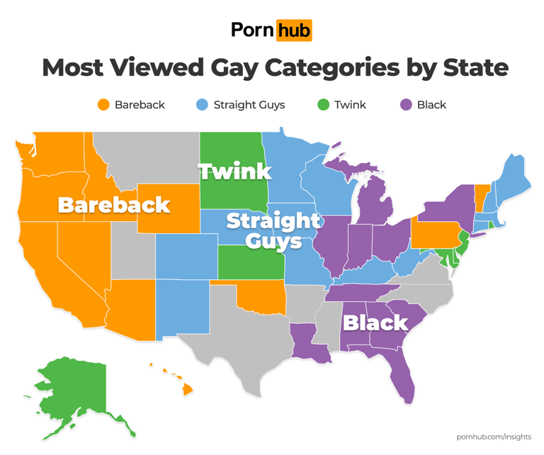 Gay S Amp M Porn - Pornhub reveals most-viewed gay porn categories in each US state