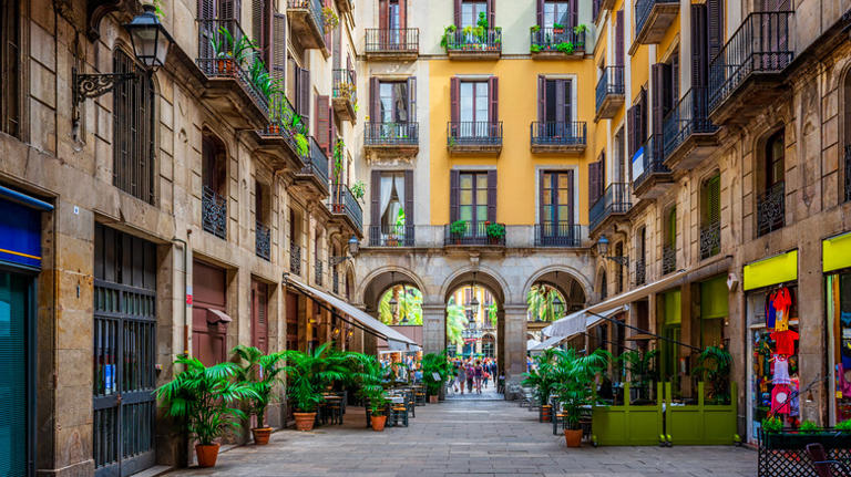 narrow streets of Barcelona, Spain
