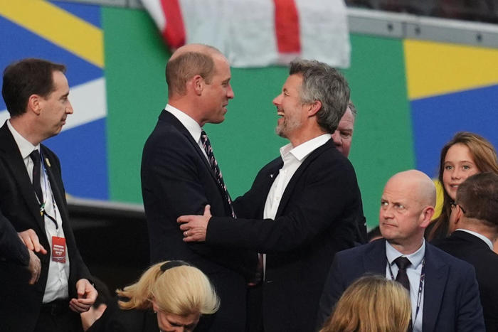 prince of wales shakes king of denmark’s hand after euros draw