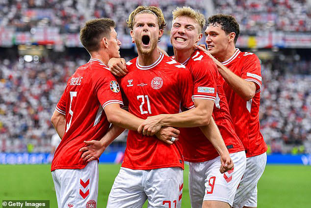 euro 2024 fans 'not surprised' by morten hjulmand's rocket against england considering he is a life-long arsenal fan and has a tattoo to prove it