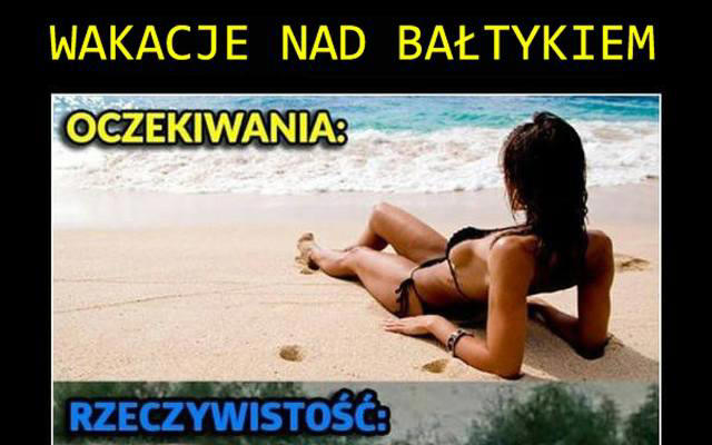 najlepsze memy o bałtyku. tak wyglądają wakacje nad polskim morzem w krzywym zwierciadle. plażing, glony i pogoda w kratę 2.07.2024