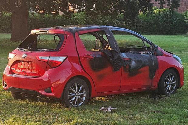 Car gutted by fire in middle of park