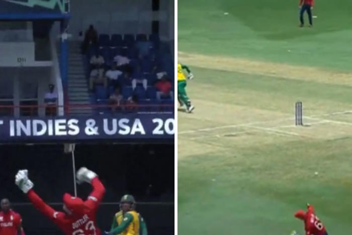 watch: eng skipper jos buttler shines with a brilliant superman catch and bullet throw against south africa in super 8 clash