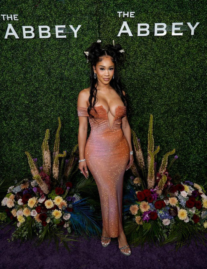 saweetie gets icy in platform stiletto crystalized shoes at the abbey for relaunch party