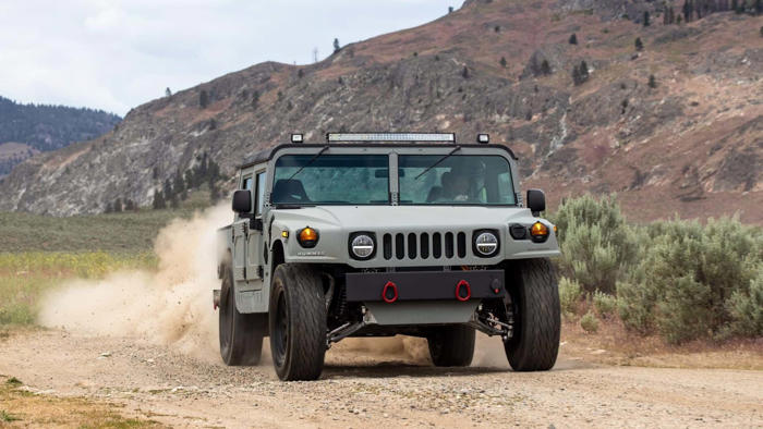 android, electrified hummer h1 has old-school looks, same power as new gmc hummer ev