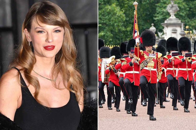James Devaney/GC Images; YUI MOK/POOL/AFP via Getty Images Taylor Swift (left); The Royal Guard