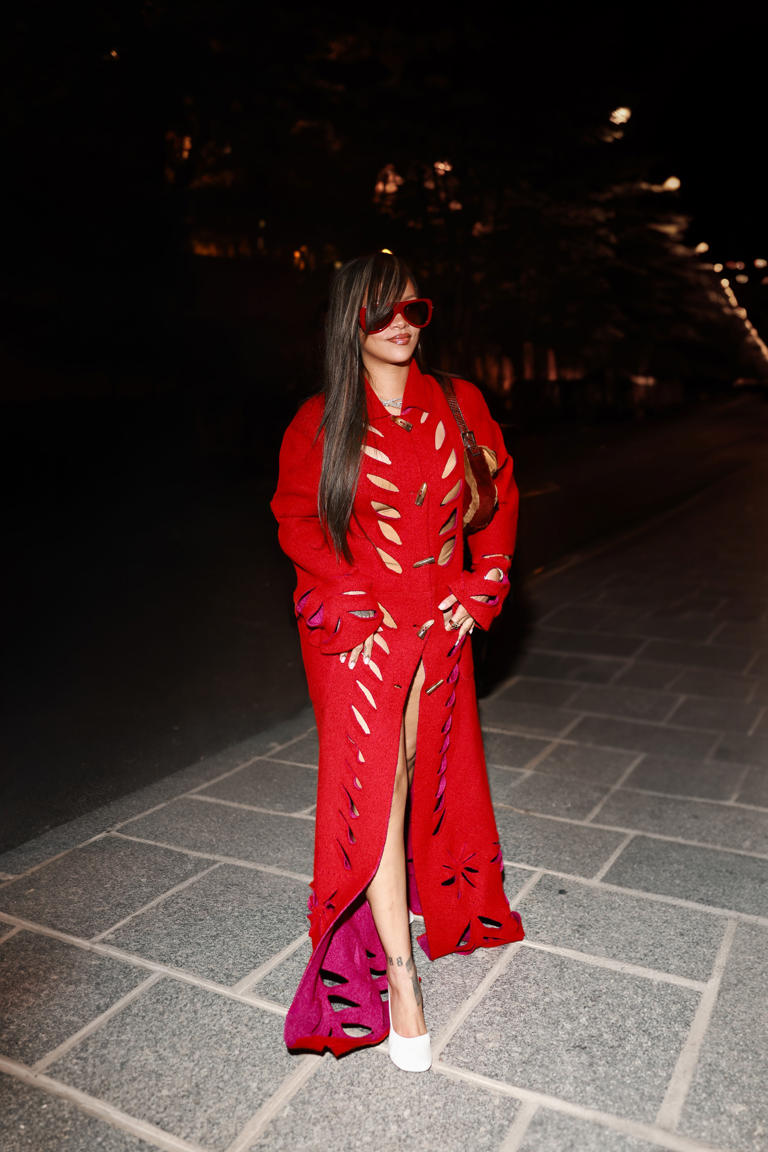 Rihanna Reinvents the Nearly-Naked Trend in a Red-Hot Cutout Coat