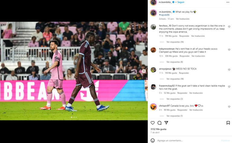 Éste es el posteo de Bombito en Instagram que recibió comentarios racistas. (Instagram)