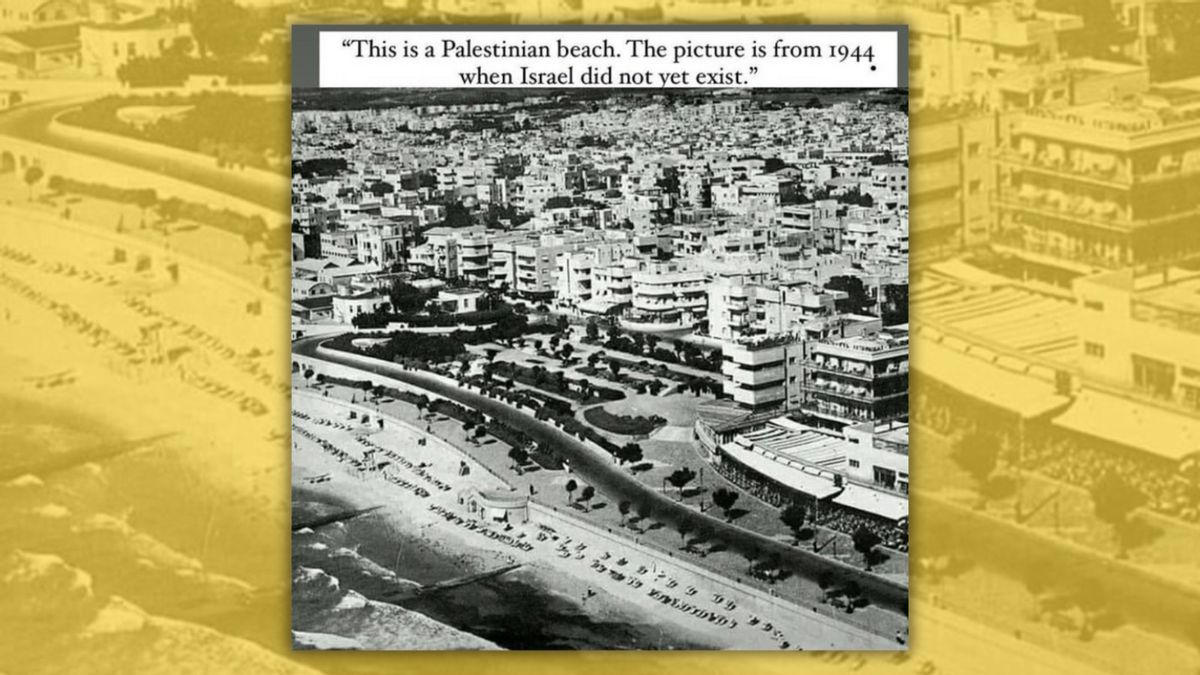 the history behind pic allegedly showing a palestinian beach before israel was founded