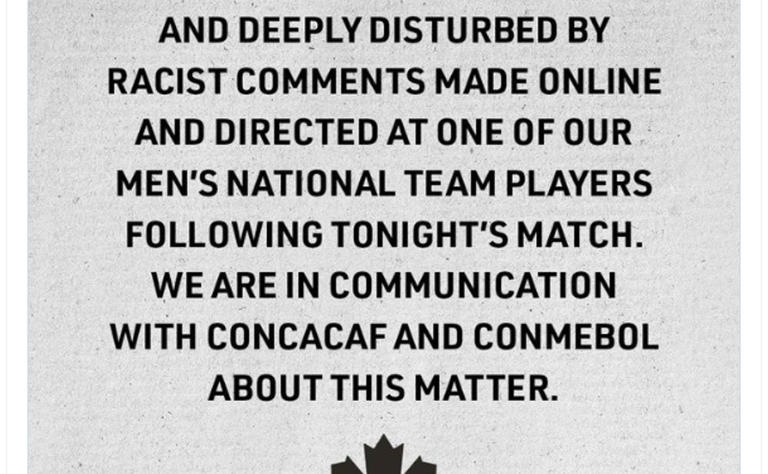 El comunicado de Canadá denunciando racismo. (Twitter)