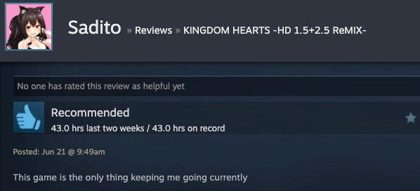 kingdom hearts, as told by steam reviews