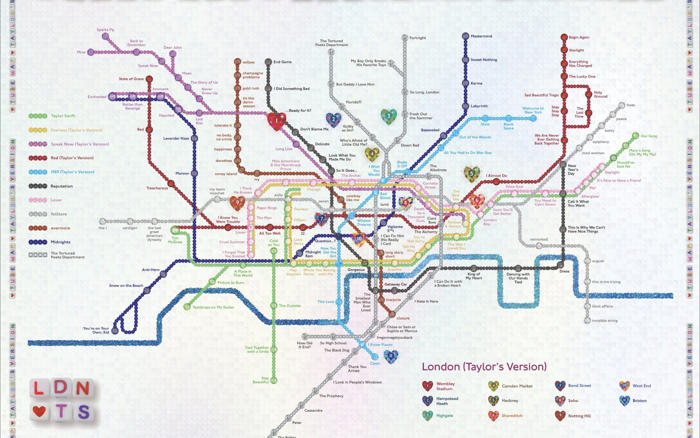 taylor swift tube map unveiled to celebrate london eras tour