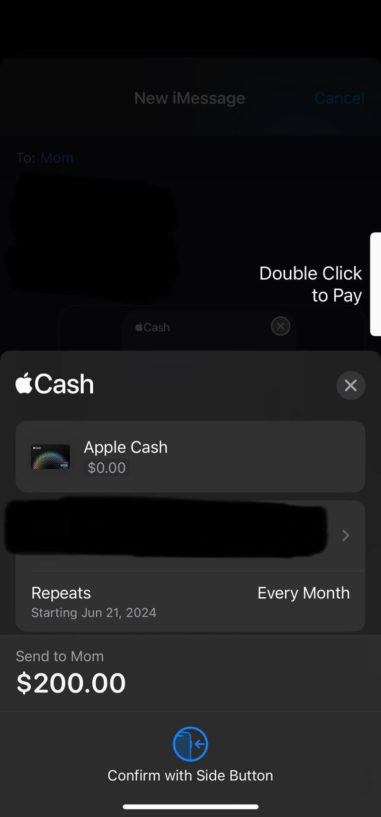 Apple Wallet: How to add recurring payment using Apple Cash