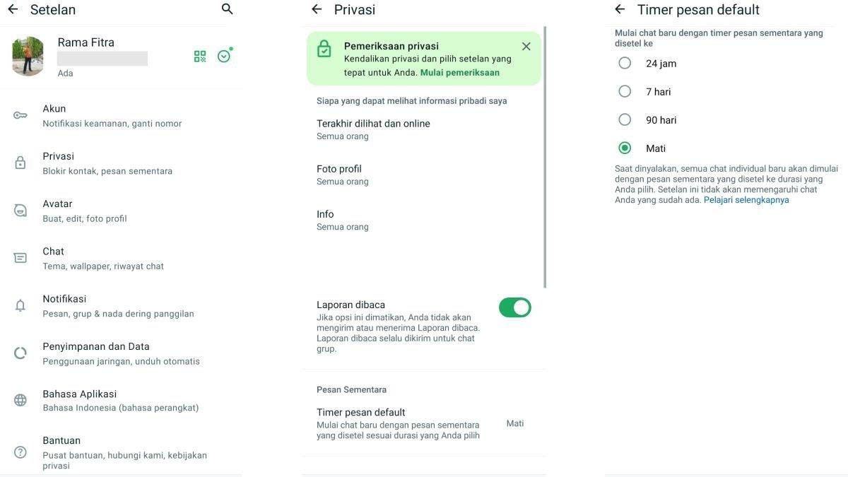 android, cara mengaktifkan pesan sementara di whatsapp,solusi chatting dengan lebih privat