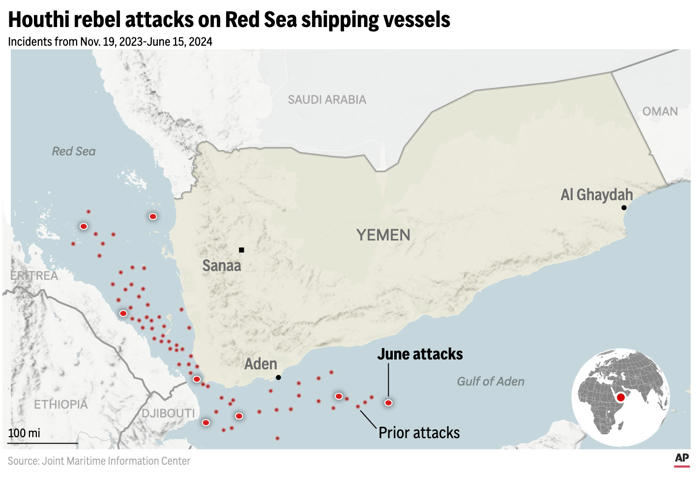 yemen houthi rebel attack targets a ship in the gulf of aden as the eisenhower reportedly heads home