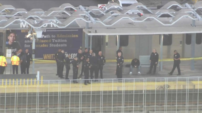 A man was killed in a shooting at a Metro train station in L.A.’s West Adams neighborhood on June 21, 2024. (KTLA)