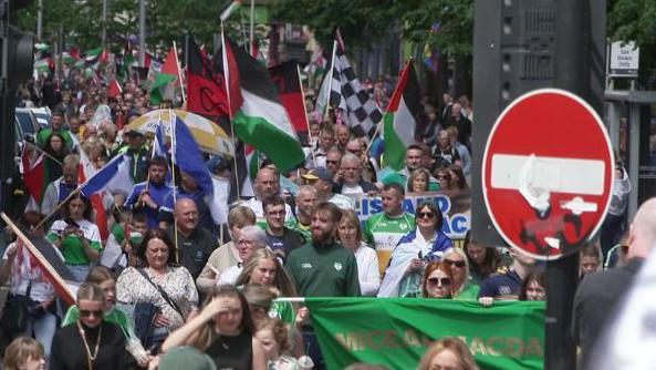 gaza protestors in belfast supported by gaa