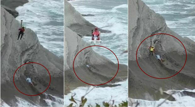 spagna, turista italiana rimane bloccata sugli scogli a zumaia: un elicottero la salva a pochi centimetri dalle onde