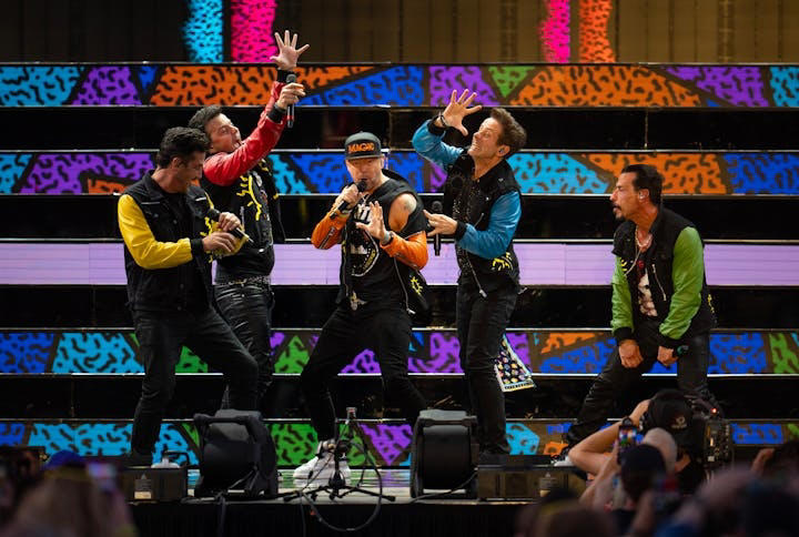 The New Kids on the Block early in their set. The New Kids on the Block brought their NKOTB Magic Summer 2024 Tour to the Mystic Lake Casino amphitheater Sunday night in Prior Lake. DJ Jazzy Jeff and Paula Abdul were the openers.