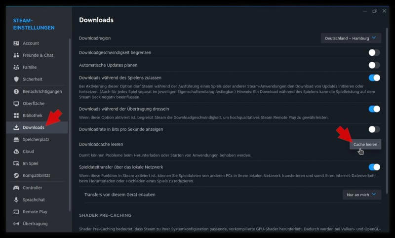 steam download-cache leeren auf pc (windows, mac, linux) & steam deck
