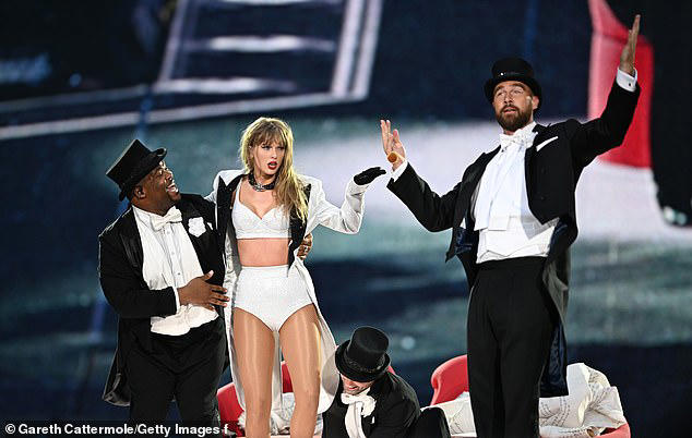Travis Kelce joined Taylor Swift on stage during the London leg of her blockbuster Eras Tour