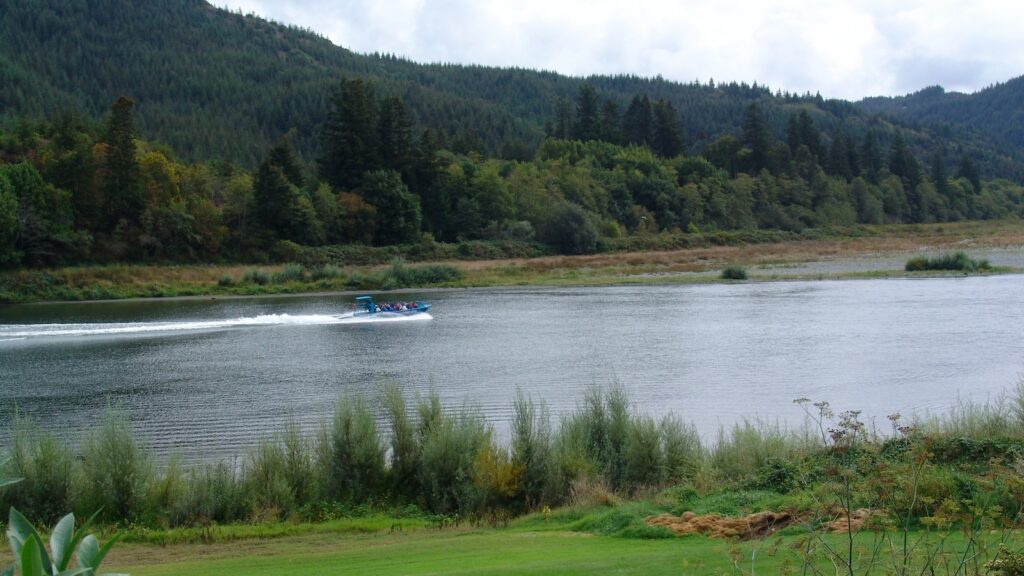 <p>Experience the beauty of the wild and scenic Rogue River on a thrilling ride aboard a jet boat. </p><p>For those who don’t know, these boats have a shallow draft and can quickly accelerate, bank, spin, and power through whitewater that will leave guests aboard the boat soaked (that’s all part of the fun!)</p><p>There are a number of different tours out of Grants Pass, ranging from a couple of hours to all-day excursions that will take you through narrow canyons and to a backcountry lodge for lunch or dinner.</p><p>There are plenty of ways to see this incredible river, including hiking or rafting, but a jet boat tour is the fastest option for those on a time crunch. Either way, this beautiful area is not to be missed!</p>