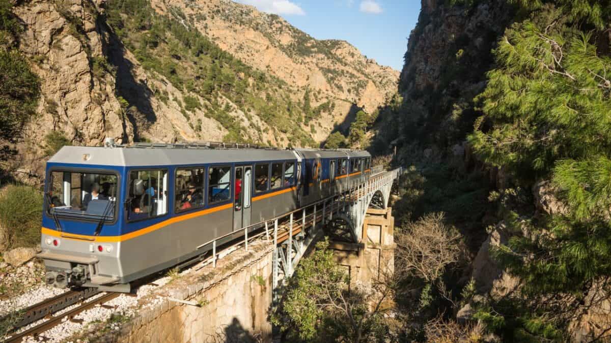 <p>The Odontotos Rack Railway offers a scenic train journey in Greece, starting from the village of Diakopto and ending in Kalavryta. Along the route, you’ll traverse the gorgeous Vouraikos Gorge, enjoying incredible views of cliffs, tunnels, and bridges.</p><p>The one-way journey takes about 1 hour or 2 hours round-trip, showcasing the beauty of southern Greece along the way.</p>