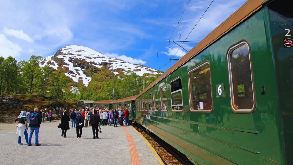 <p>The Flam Railway is known as one of the world’s most beautiful train journeys. It takes you across Norway’s picturesque landscapes. Your adventure begins at the edge of Aurlandsjord and ascends to Myrdal Station.</p><p>The 20-km railway passes through 20 tunnels and takes about 1 hour for a one-way trip or 2 hours for a round-trip. It’s one of the leading tourist attractions in Norway, famous for its steepness, with 80% of the journey on a 5.5% gradient. You’ll enjoy stunning views of Nordic mountains, waterfalls, and diverse landscapes along the way.</p>