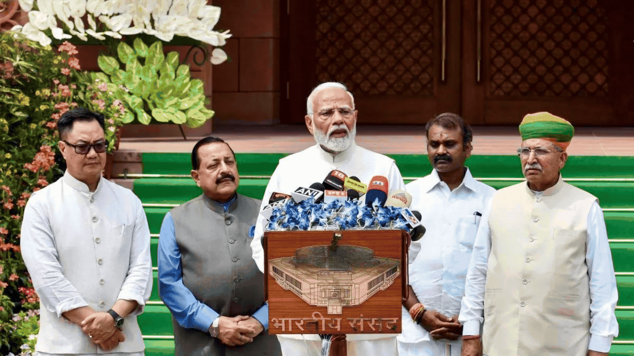 pm modi sets stage for stormy session with 'emergency' attack; opposition responds with 'save constitution' march