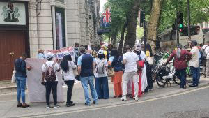[photos] mohbad: protesters storm nigeria high commission in london, demand thorough probe