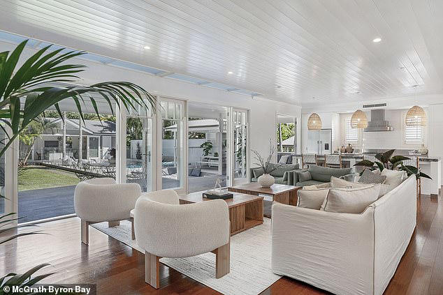 The luxury property, which they bought for a huge $8.26million, sits on an elevated 1010sqm block and features a sleek open plan living area