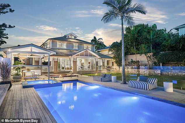 The businessman, who co-founded the fake tan brand with Blair James, has poured some of his lavish earnings into the purchase of a sprawling Byron Bay mansion (pictured)