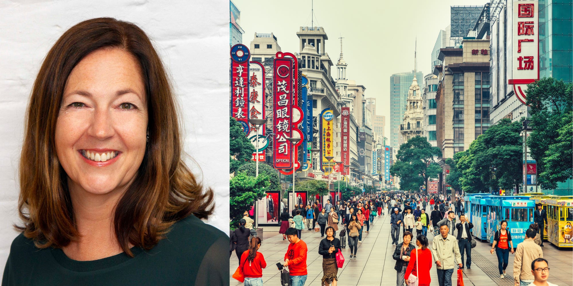 Sue Campbell (left) moved to Hong Kong and worked across China for eight years, mainly in Shanghai. Nikada/Getty Images, Sue Campbell