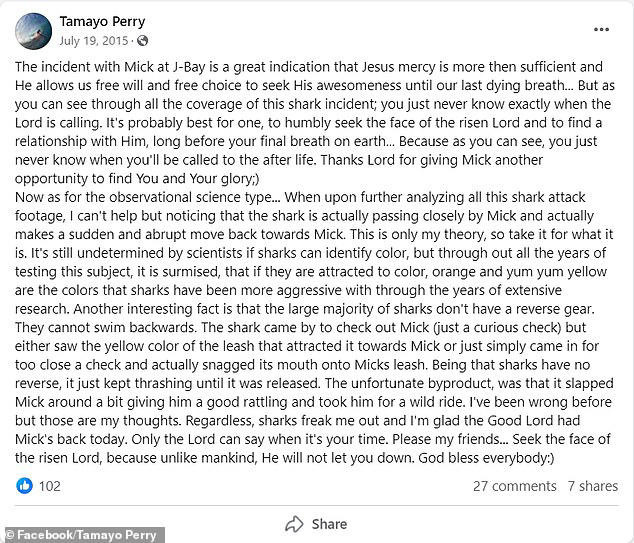 tamayo perry's eerie post about shark-infested waters is revealed