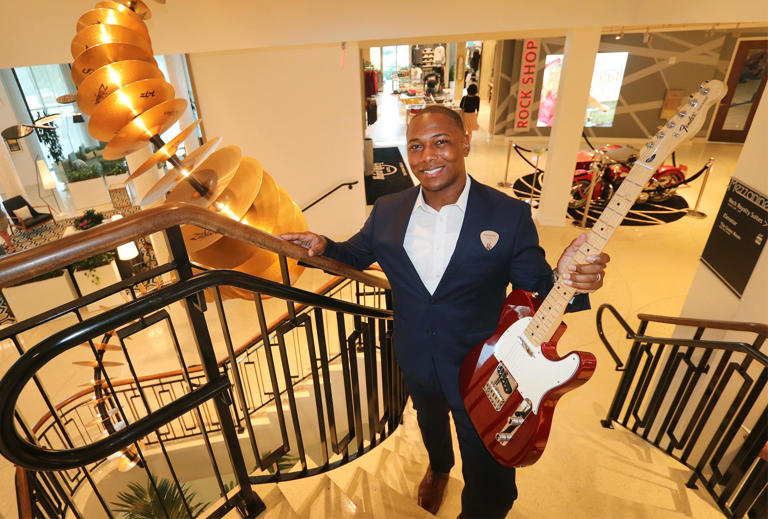 Androse Bell poses on the lobby staircase at Hard Rock Hotel shortly after being named the hotel's general manager in 2018. Last week, he informed staff that he was resigning from that position.