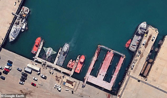The vessel is docked at Port Hueneme naval base in California