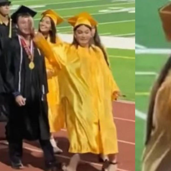 joven se cae en su graduación y ninguno de sus amigos la ayudó a levantarse video
