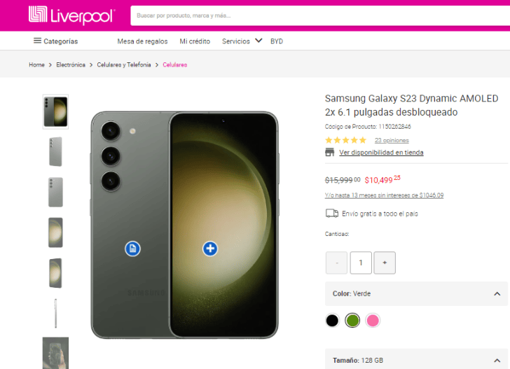 amazon, android, samsung galaxy s23, celular coreano que rebajó a menos de $10,000, 24msi; más barato que liverpool