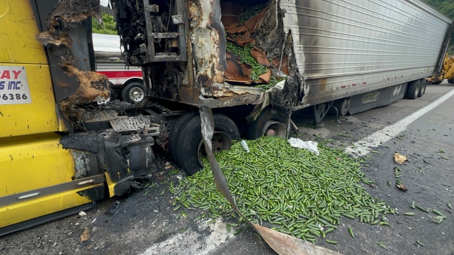 Left Lane Of I-77 Reopened After Truck Hauling 45,000 Pounds Of ...