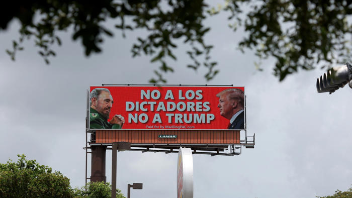“no a los dictadores. no a trump”, la campaña que relaciona a fidel castro y al líder republicano en miami