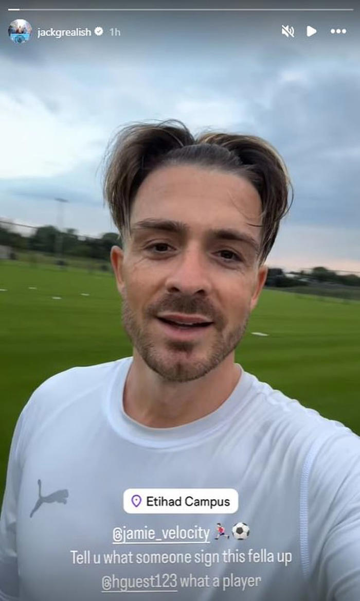 jack grealish posts a video of himself back on the training pitch during england's dire goalless draw with slovenia - after being axed from gareth southgate's euro 2024 squad