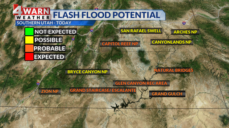 Storms in southern Utah spread north through midweek