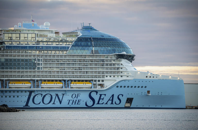 Stock image of the Icon of the Seas cruise ship is docked after arriving in Ponce, Puerto Rico, on January 2. The ship caught fire while docked in Mexico.