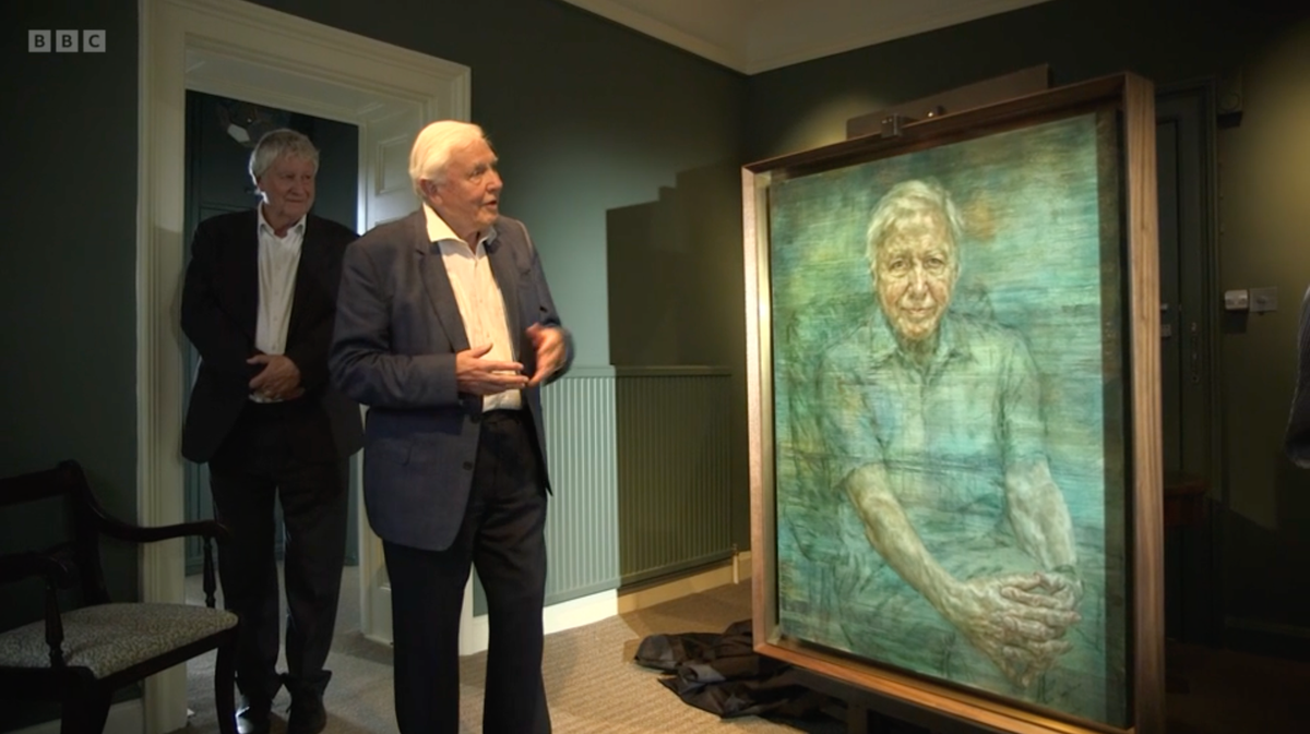 david attenborough makes rare appearance as new jonathan yeo portrait unveiled