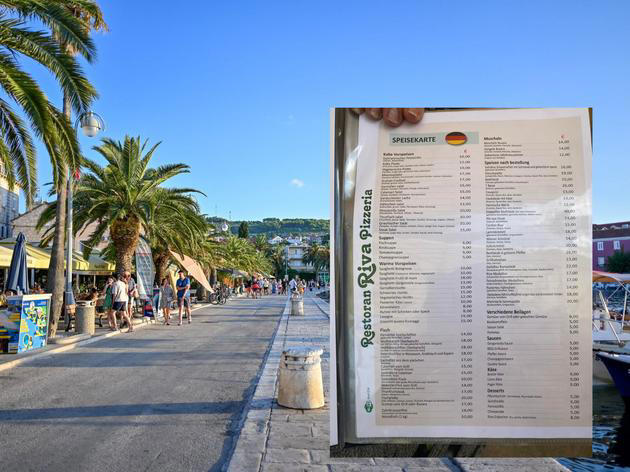 abzocke oder nicht? tourist zeigt speisekarte aus kroatien-urlaubsort und entfacht heftige debatte