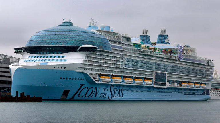 Royal Caribbean's Icon of the Seas, the world's largest cruise ship, docked at the Port of Miami on Jan. 11, 2024. Getty Images