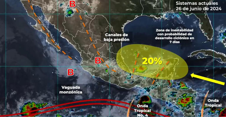 Servicio Meteorológico Nacional en alerta: Dos sistemas ciclónicos en camino a las costas mexicanas