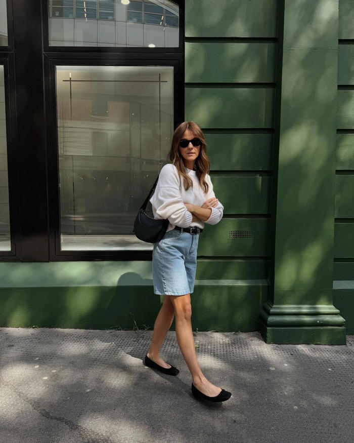 how to, i've worked it out—this is how to make denim shorts look grown-up and elegant