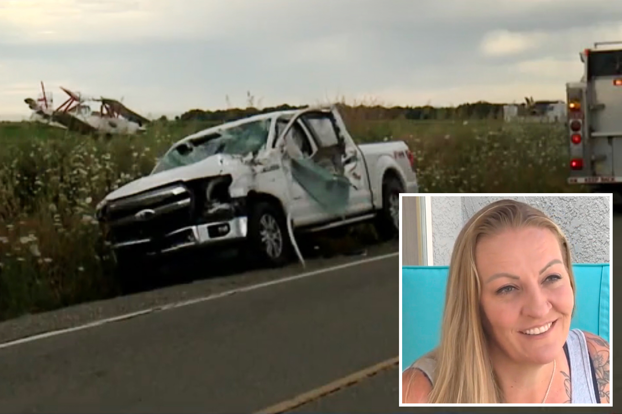 Driver Walks Away Unscathed After Plane Crashes Into Her Pickup On ...